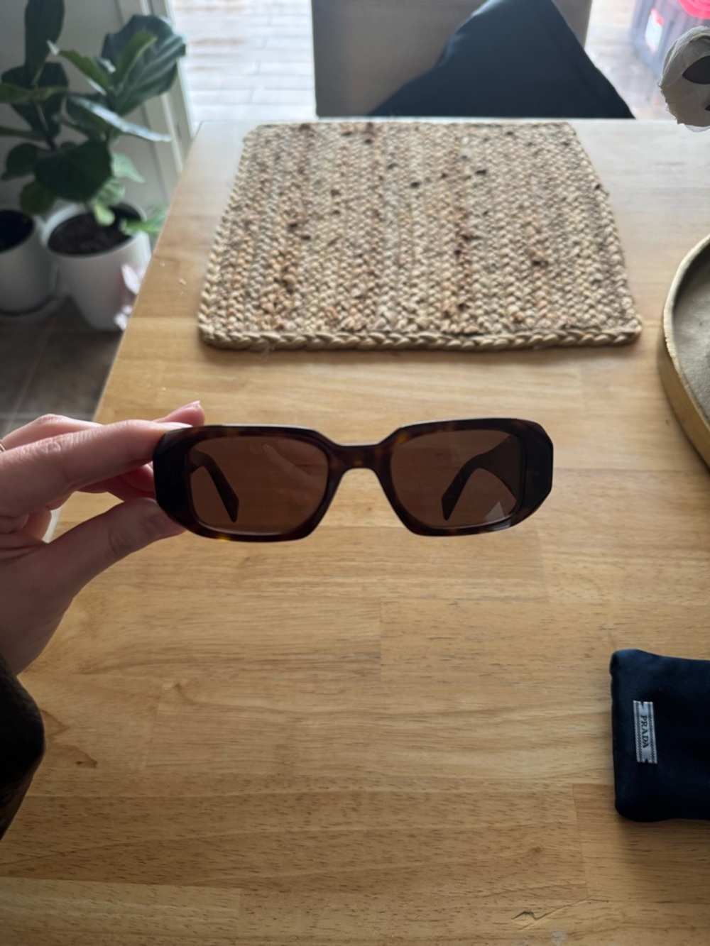 Prada PR 17WS Tortoiseshell Rectangular Sunglasses - Brown Lenses